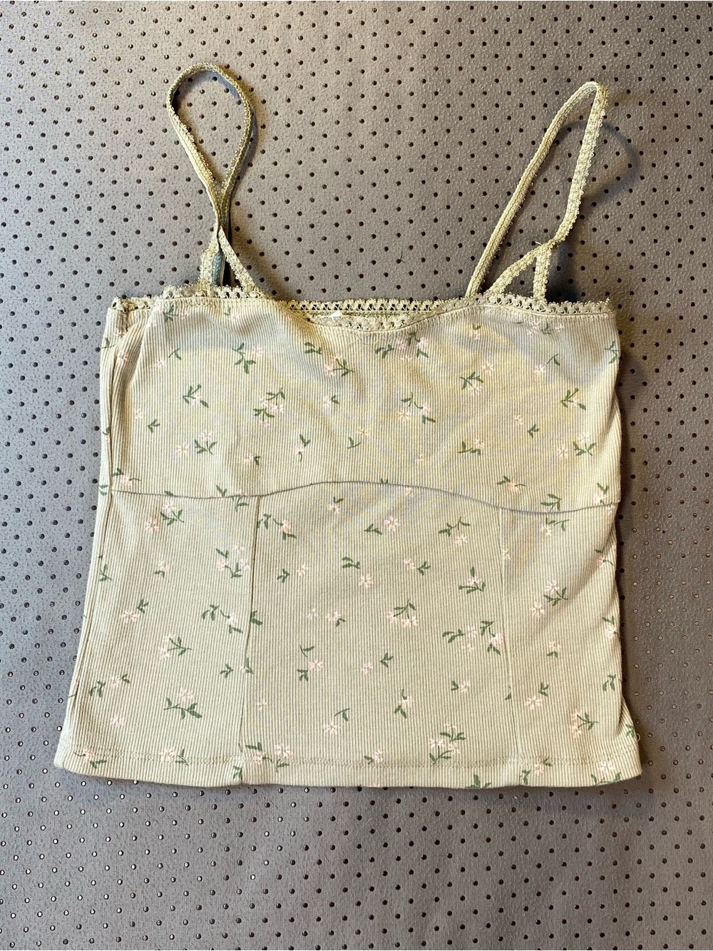 Cotton On cream & green floral lace cami top in a S #cottonon #floral